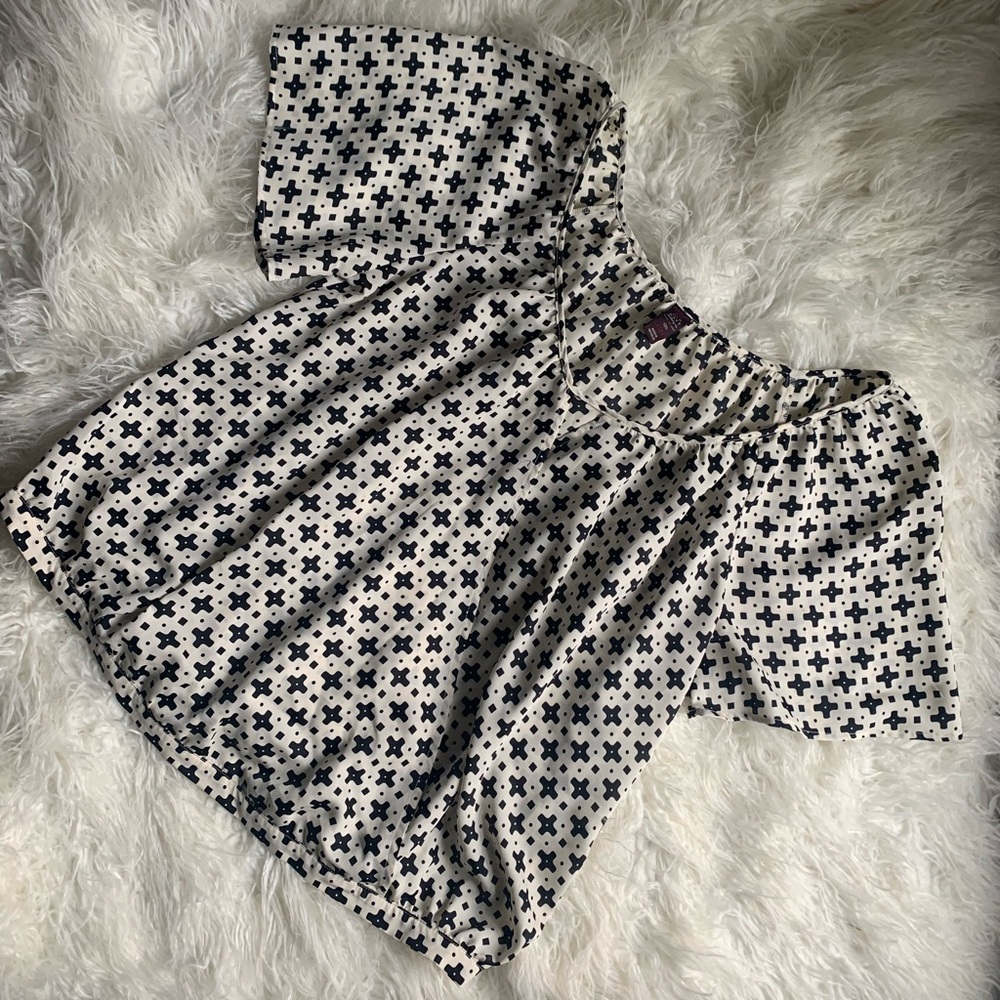 Wrap Blouse with Keyhole Neckline - Cream & Black